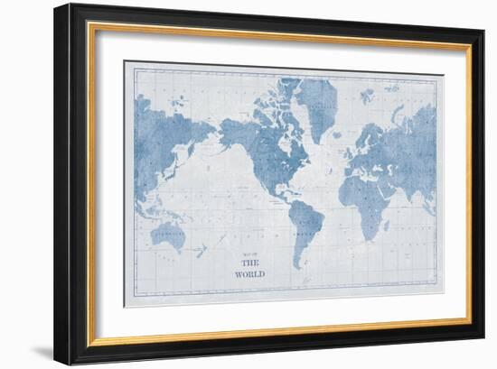 World Map White and Blue-Sue Schlabach-Framed Art Print