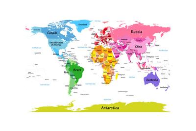 World Map With Big Text For Kids Art Print By Michael Tompsett Artcom