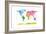 World Map with Big Text for Kids-Michael Tompsett-Framed Art Print