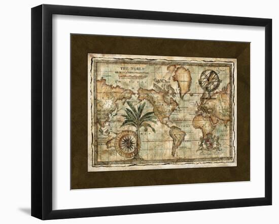 World Map with Globe-null-Framed Art Print