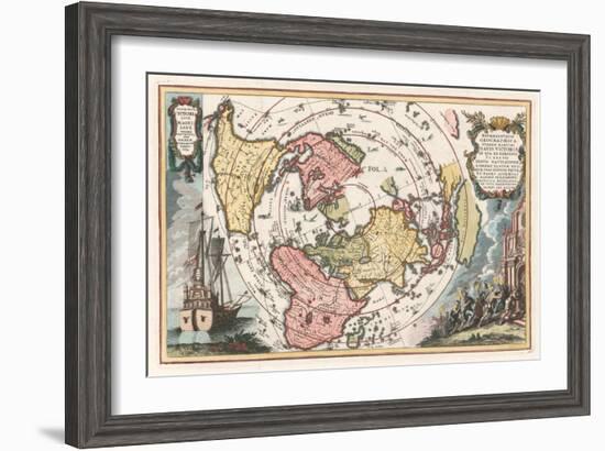 World Map with Magellan's Circumnavigation, 1702-1703-Heinrich Scherer-Framed Giclee Print