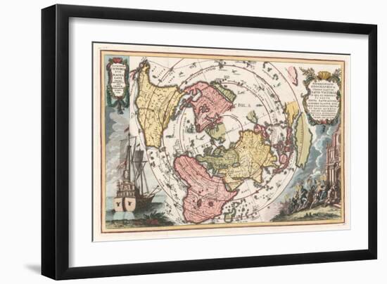 World Map with Magellan's Circumnavigation, 1702-1703-Heinrich Scherer-Framed Giclee Print