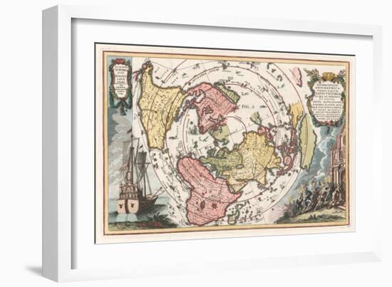 World Map with Magellan's Circumnavigation, 1702-1703-Heinrich Scherer-Framed Giclee Print