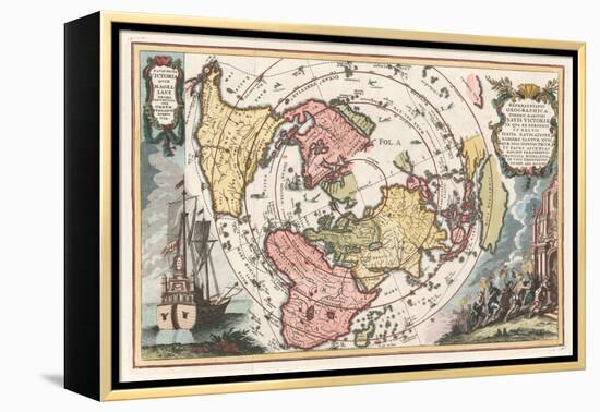 World Map with Magellan's Circumnavigation, 1702-1703-Heinrich Scherer-Framed Premier Image Canvas