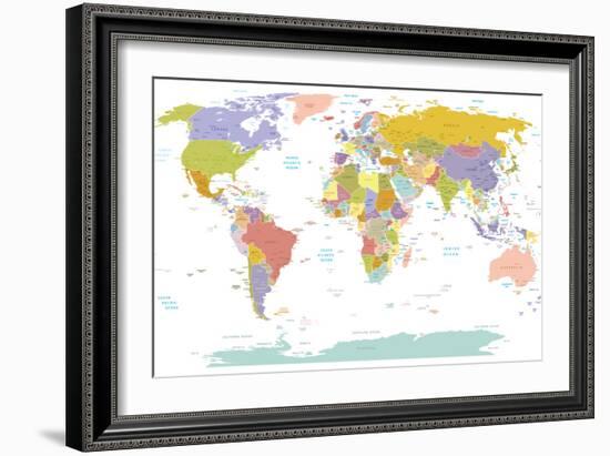 World Map-ekler-Framed Premium Giclee Print