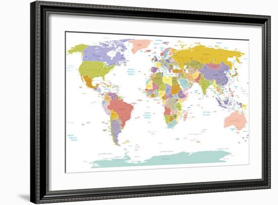 World Map-ekler-Framed Art Print