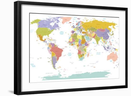 World Map-ekler-Framed Art Print