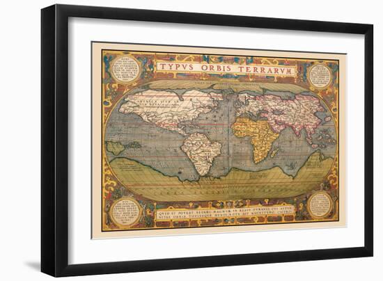 World Map-Abraham Ortelius-Framed Art Print