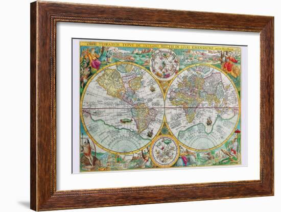 World Map-Petrus Plancius-Framed Art Print