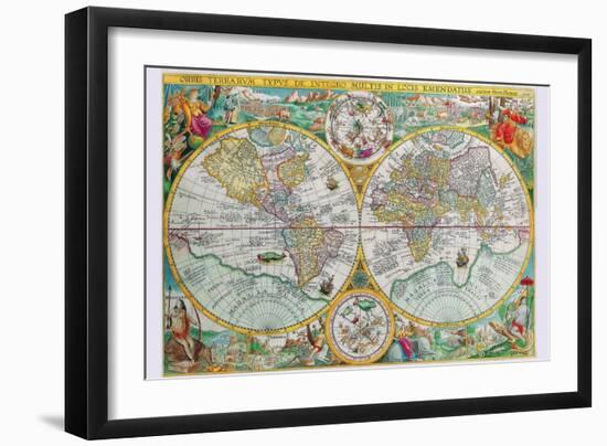 World Map-Petrus Plancius-Framed Art Print