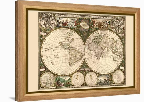 World Map-Frederik de Wit-Framed Stretched Canvas