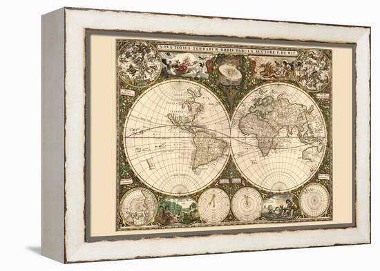 World Map-Frederik de Wit-Framed Stretched Canvas