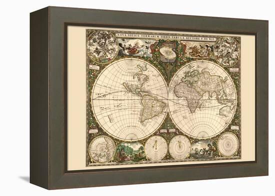 World Map-Frederik de Wit-Framed Stretched Canvas