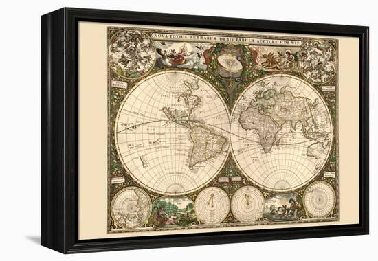 World Map-Frederik de Wit-Framed Stretched Canvas