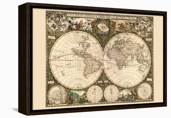 World Map-Frederik de Wit-Framed Stretched Canvas