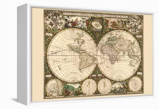 World Map-Frederik de Wit-Framed Stretched Canvas