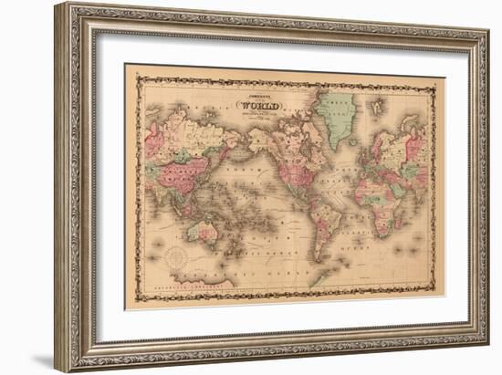 World Map-A.J. Johnson-Framed Premium Giclee Print