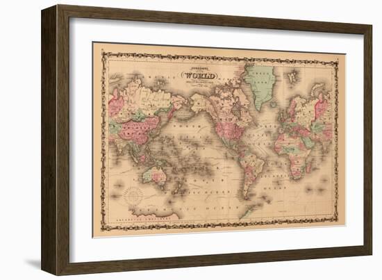 World Map-A.J. Johnson-Framed Premium Giclee Print