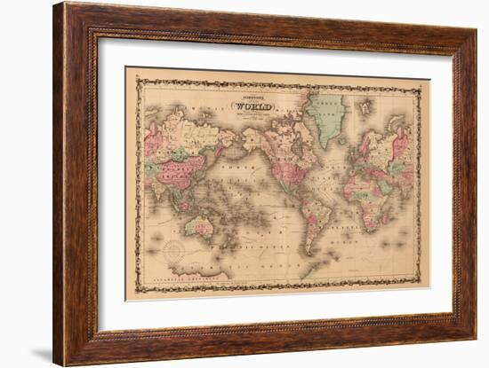 World Map-A.J. Johnson-Framed Premium Giclee Print