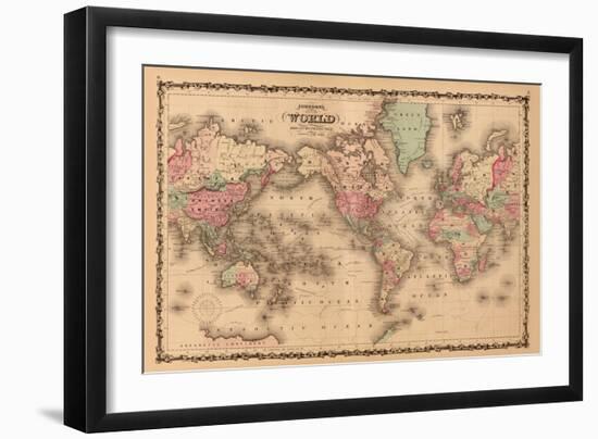 World Map-A.J. Johnson-Framed Premium Giclee Print