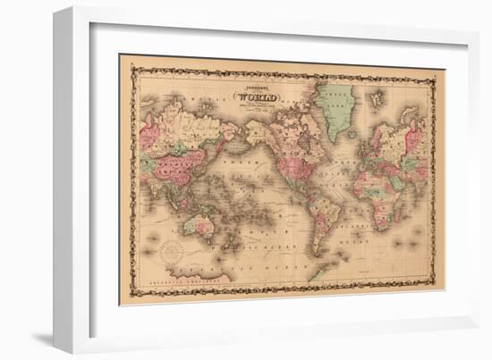 World Map-A.J. Johnson-Framed Premium Giclee Print