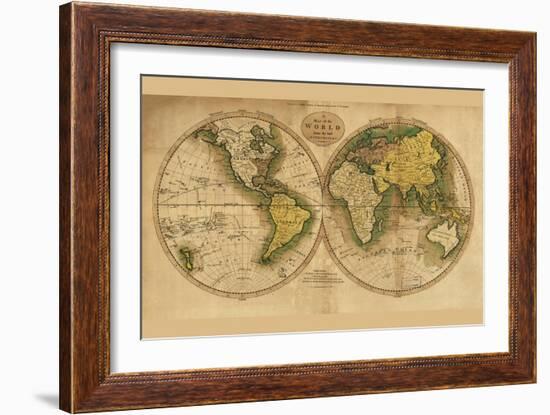 World Map-Mathew Carey-Framed Art Print