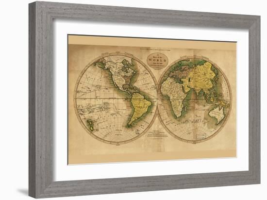 World Map-Mathew Carey-Framed Premium Giclee Print