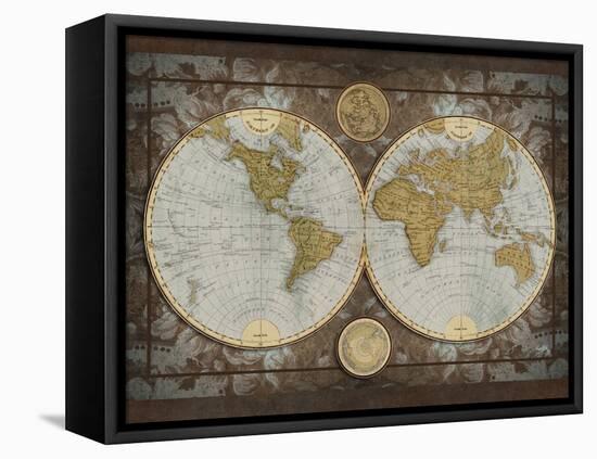 World Map-Elizabeth Medley-Framed Stretched Canvas