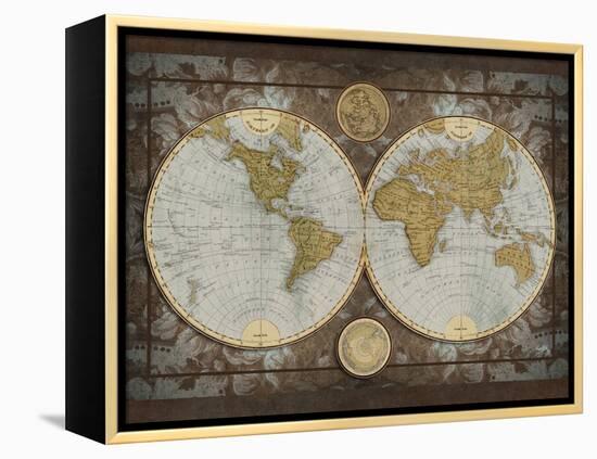 World Map-Elizabeth Medley-Framed Stretched Canvas