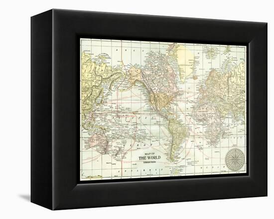 World Map-null-Framed Stretched Canvas