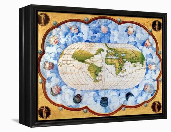 World Map-Battista Agnese-Framed Premier Image Canvas