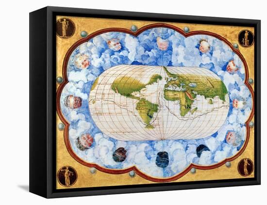 World Map-Battista Agnese-Framed Premier Image Canvas