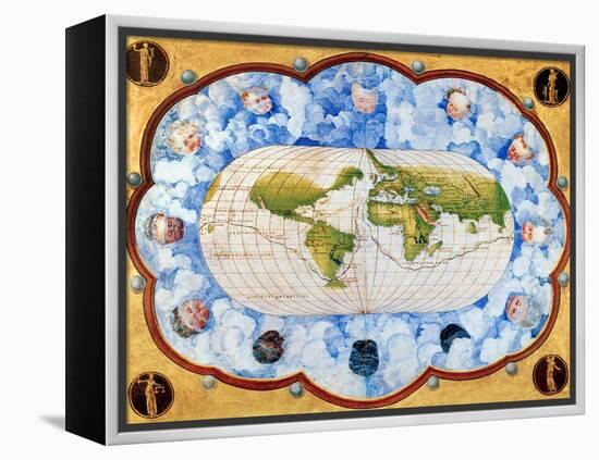 World Map-Battista Agnese-Framed Premier Image Canvas