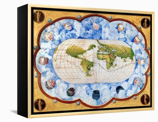 World Map-Battista Agnese-Framed Premier Image Canvas