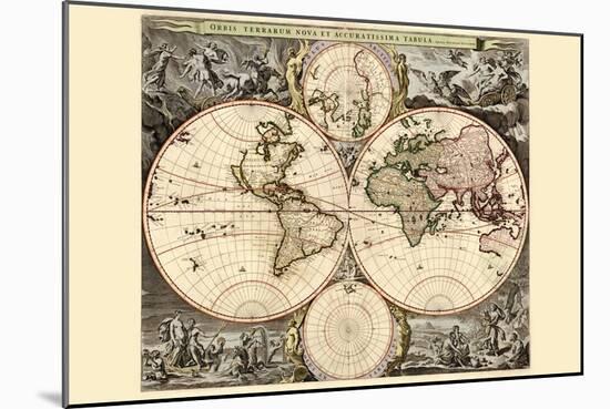World Map-Nicolao Visscher-Mounted Art Print