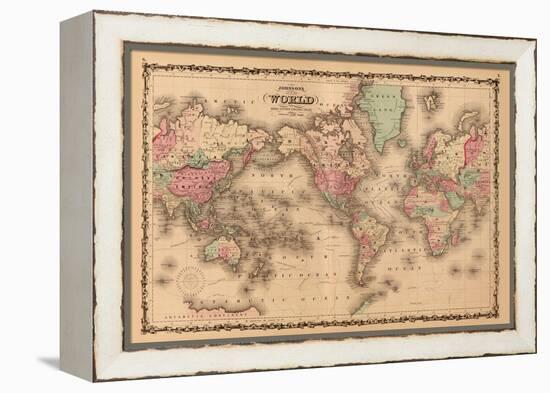 World Map-A.J. Johnson-Framed Stretched Canvas