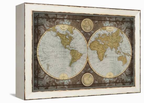 World Map-Elizabeth Medley-Framed Stretched Canvas