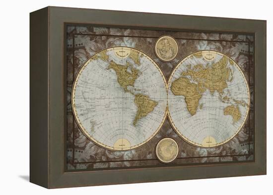 World Map-Elizabeth Medley-Framed Stretched Canvas