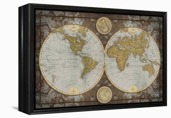 World Map-Elizabeth Medley-Framed Stretched Canvas