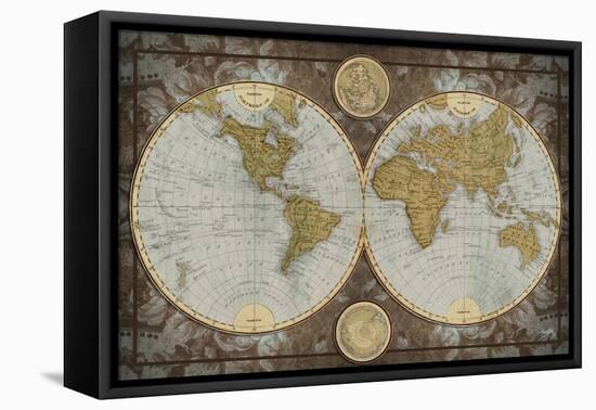 World Map-Elizabeth Medley-Framed Stretched Canvas
