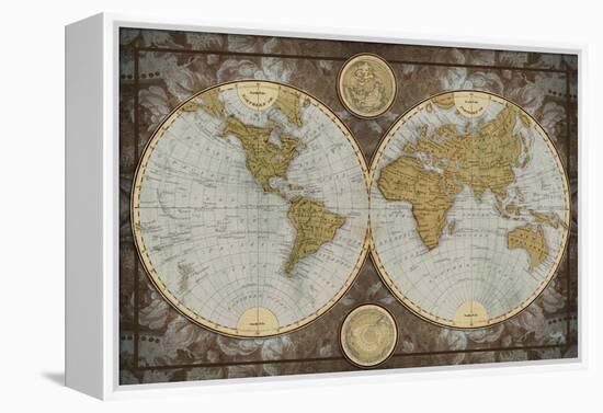 World Map-Elizabeth Medley-Framed Stretched Canvas