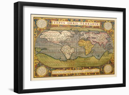 World Map-Abraham Ortelius-Framed Art Print