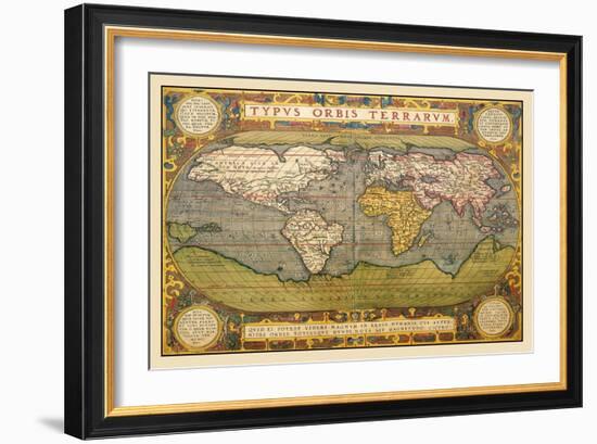 World Map-Abraham Ortelius-Framed Art Print