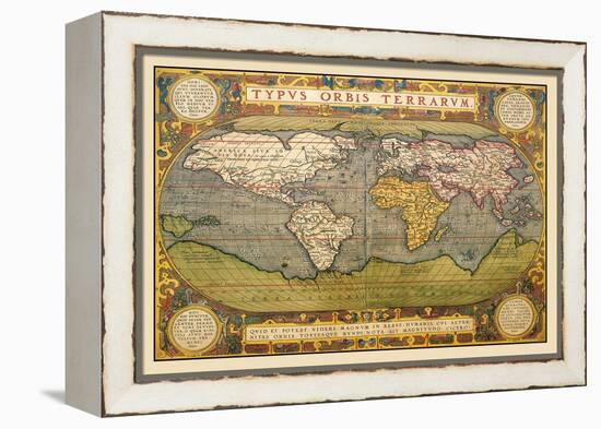 World Map-Abraham Ortelius-Framed Stretched Canvas