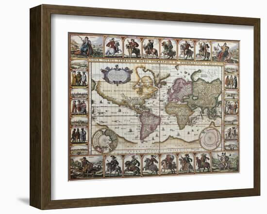 World Old Map. Created By Nicholas Visscher, Published In Amsterdam, 1652-marzolino-Framed Art Print