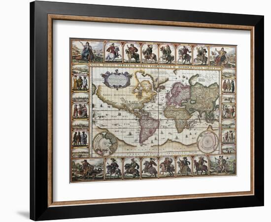 World Old Map. Created By Nicholas Visscher, Published In Amsterdam, 1652-marzolino-Framed Art Print