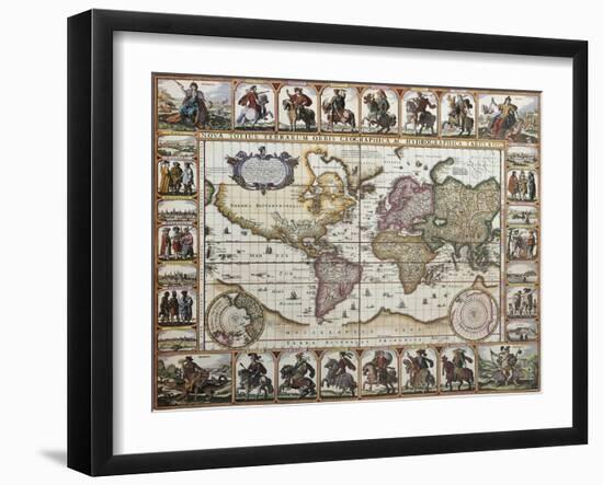 World Old Map. Created By Nicholas Visscher, Published In Amsterdam, 1652-marzolino-Framed Art Print