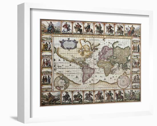 World Old Map. Created By Nicholas Visscher, Published In Amsterdam, 1652-marzolino-Framed Art Print