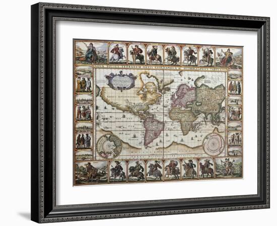 World Old Map. Created By Nicholas Visscher, Published In Amsterdam, 1652-marzolino-Framed Art Print