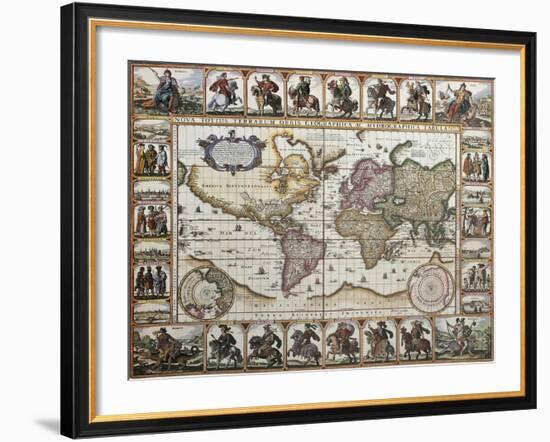 World Old Map. Created By Nicholas Visscher, Published In Amsterdam, 1652-marzolino-Framed Art Print